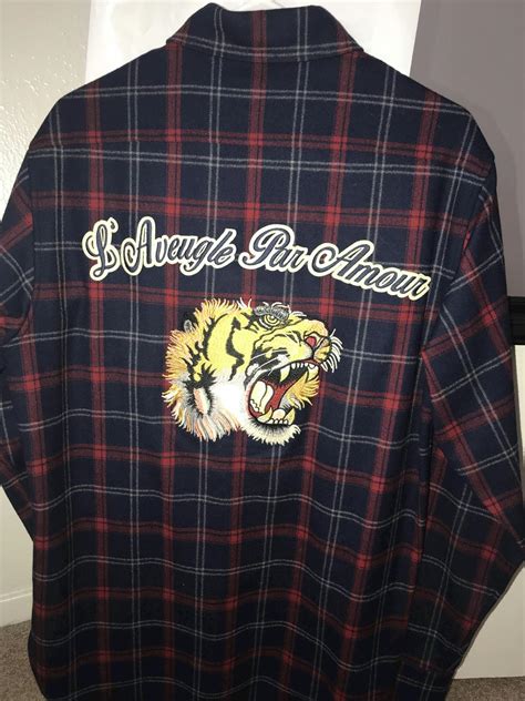 gucci tiger flannel|flannels Gucci hoodie.